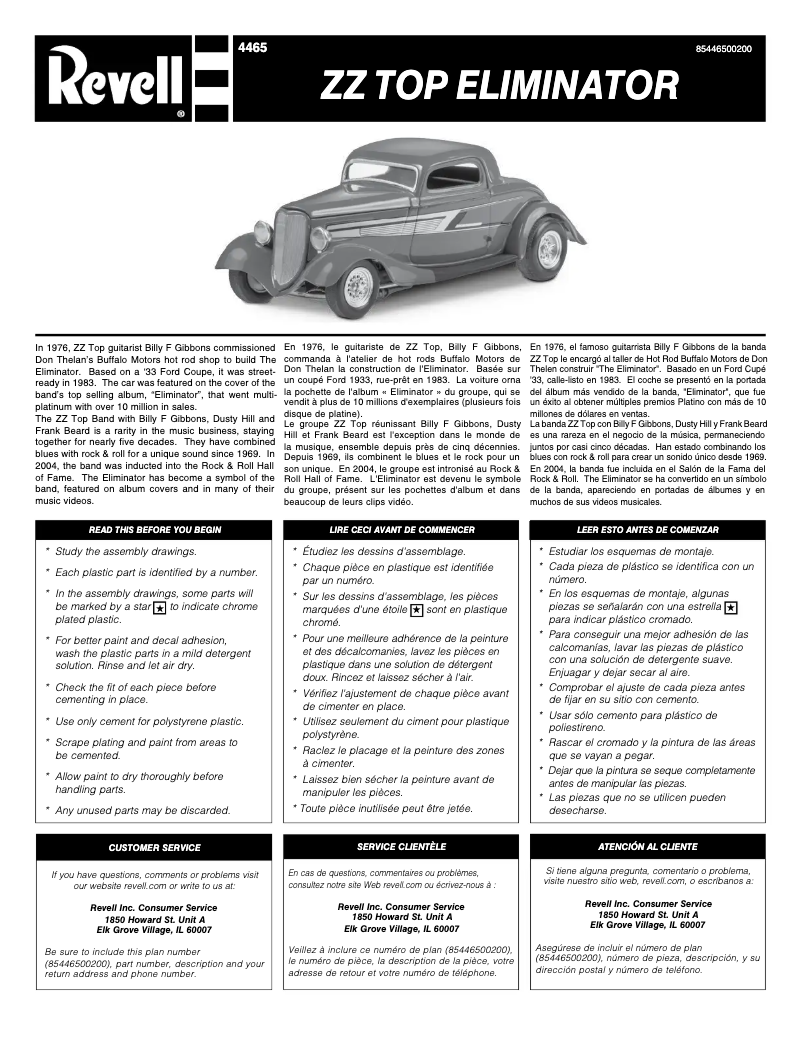 Page n°1 - Manuel utilisateur Revell ZZ Top Eliminator