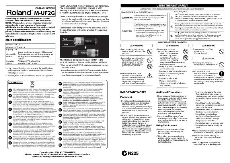Image de la première page du manuel de l'appareil M-UF2G