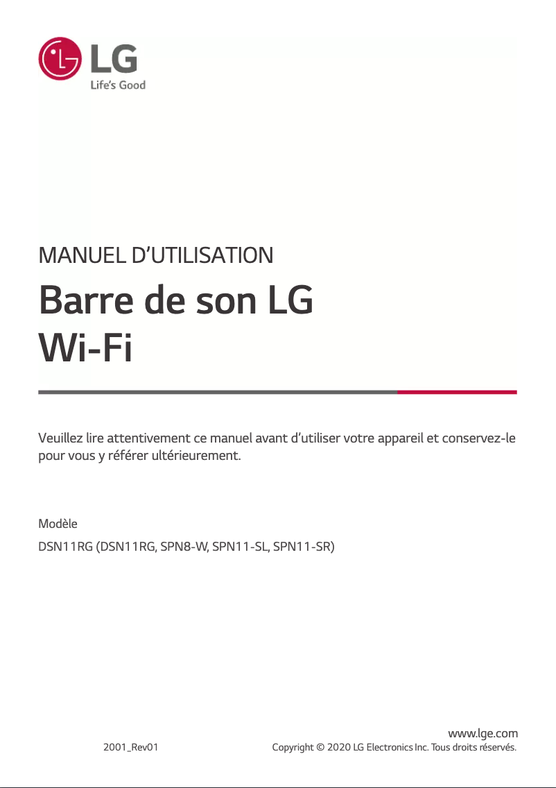 Image de la première page du manuel de l'appareil DSN11RG