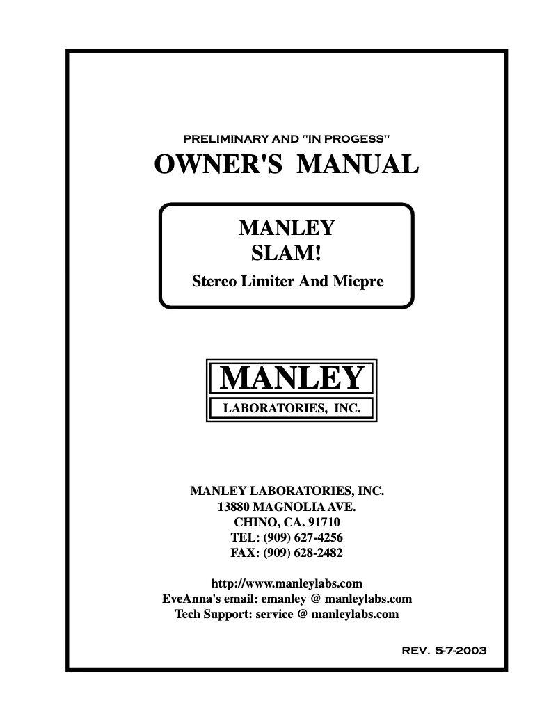 Image de la première page du manuel de l'appareil Slam!