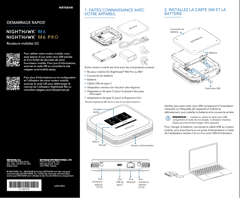 Image de la première page du manuel de l'appareil Nighthawk MR6150