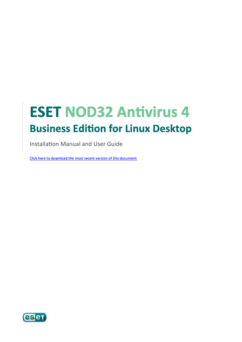 Image de la première page du manuel de l'appareil Business Edition of Antivirus for Linux