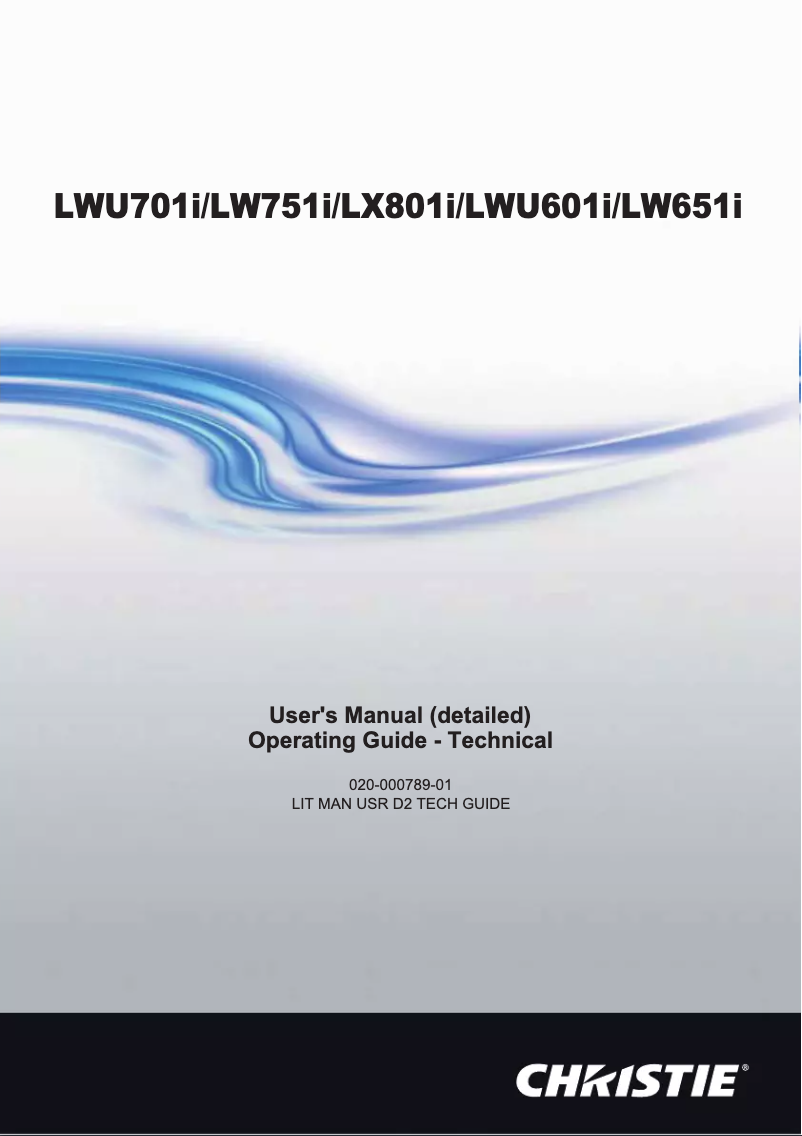 Page n°1 - Manuel utilisateur Christie LWU701i