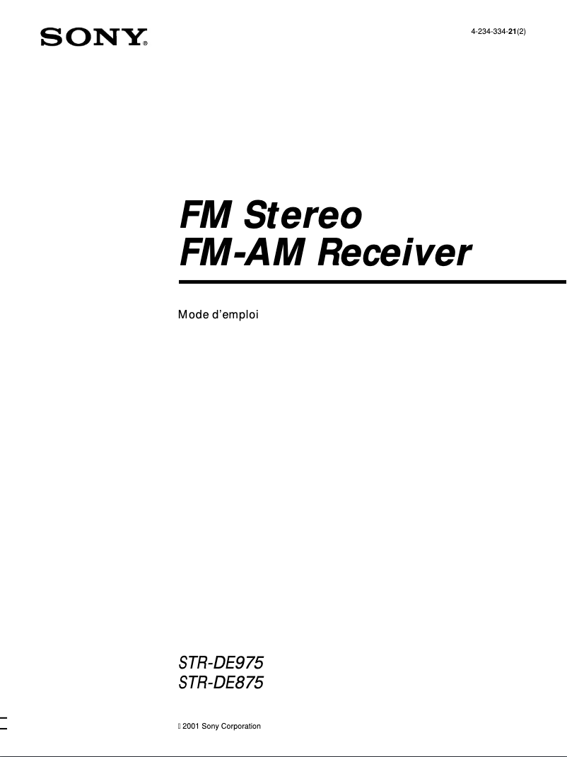 Page 1 de la notice Manuel utilisateur Sony STR-DE975