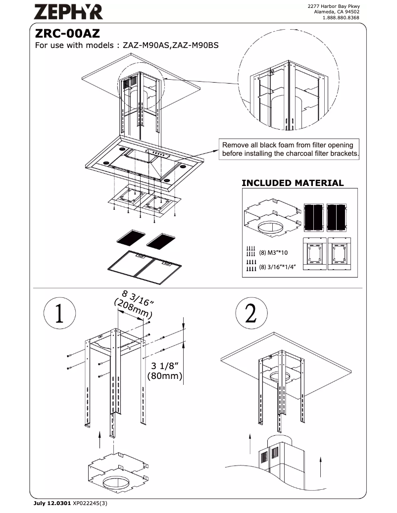 Page 1 de la notice Guide d'installation Zephyr ZRC-01LL