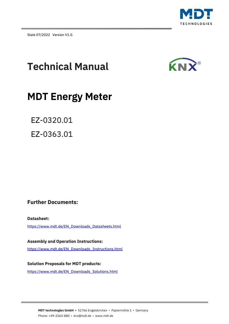 Page 1 de la notice Manuel utilisateur MDT EZ-0320.01