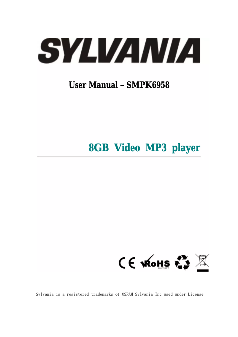 Page n°1 - Manuel utilisateur Sylvania SMPK6958