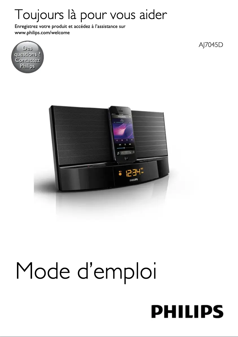 Page 1 de la notice Manuel utilisateur Philips AJ7045D