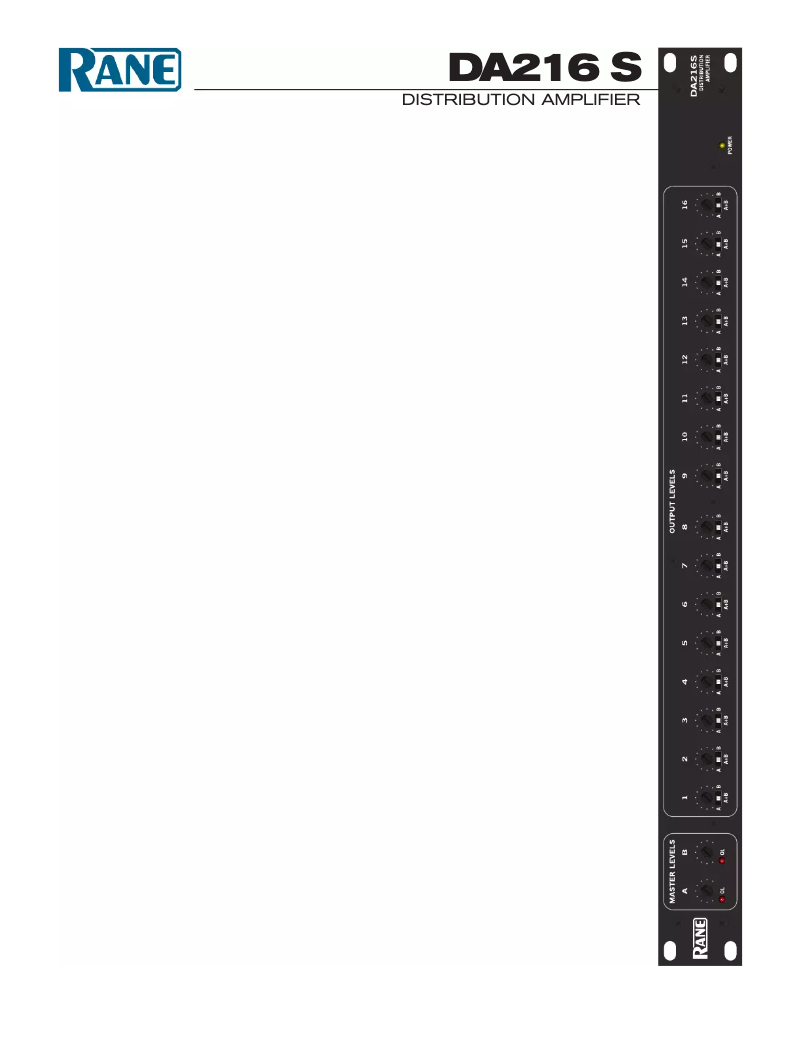 Page 1 de la notice Manuel utilisateur Rane DA216S