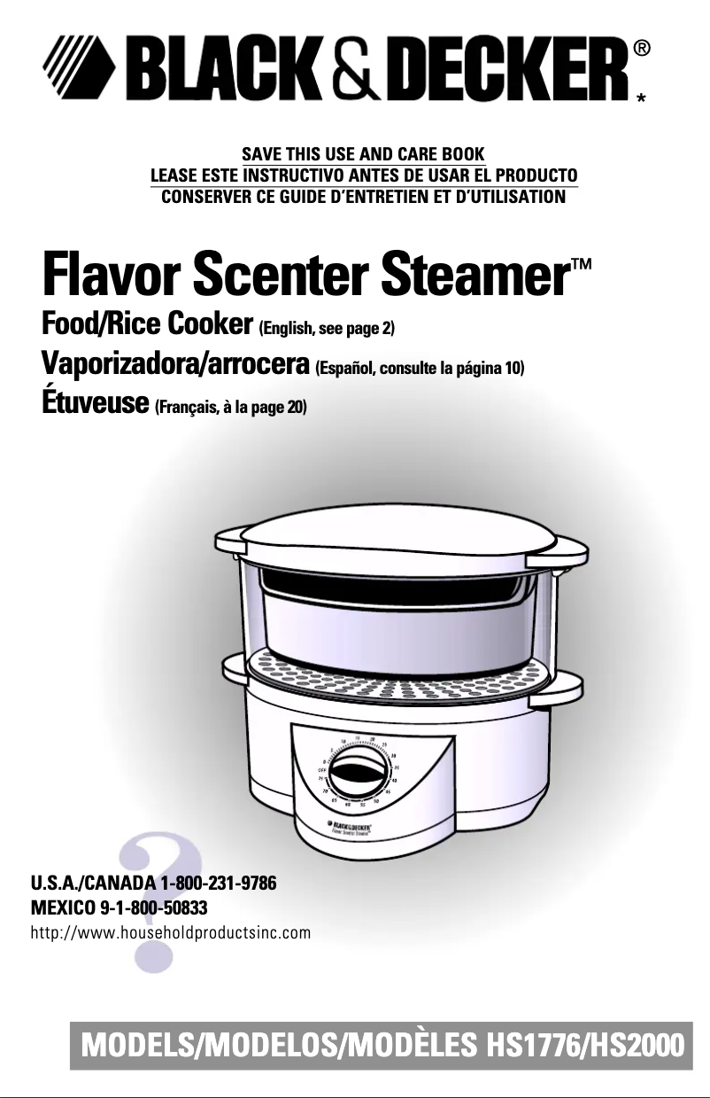 Page n°1 - Manuel utilisateur Black & Decker Flavor Scenter Steamer HS1776