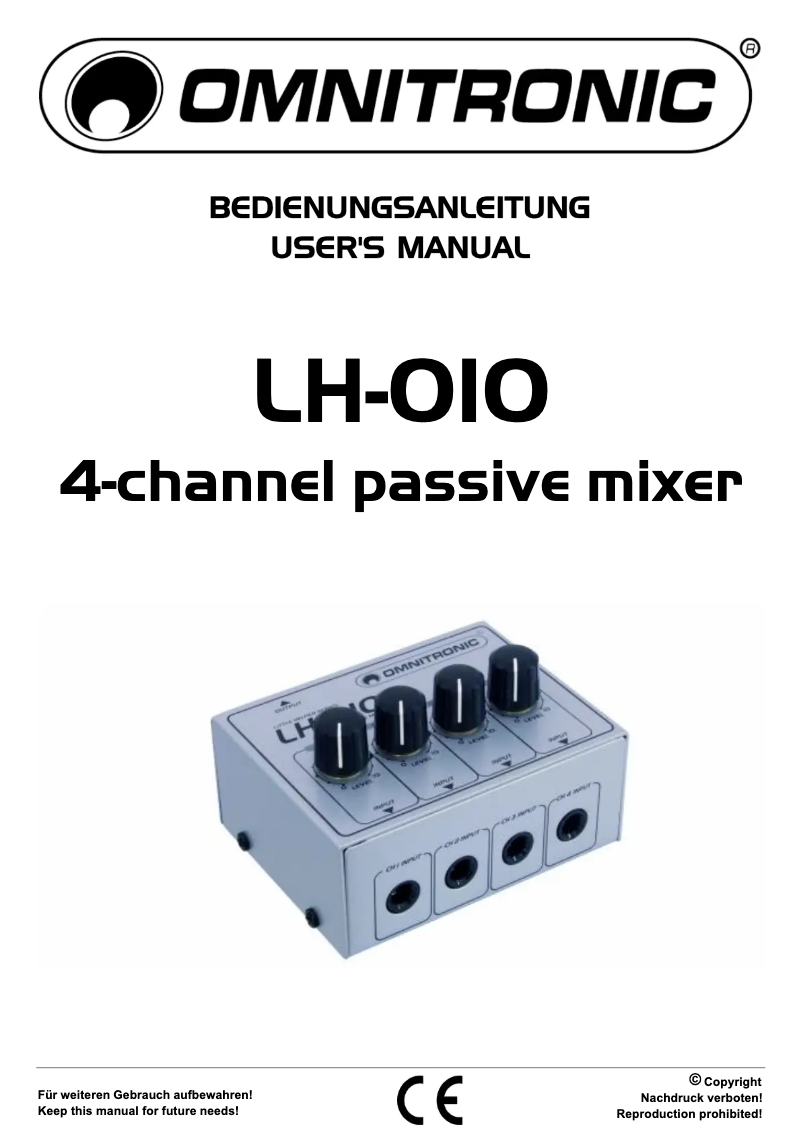 Page n°1 - Manuel utilisateur Omnitronic LH-010