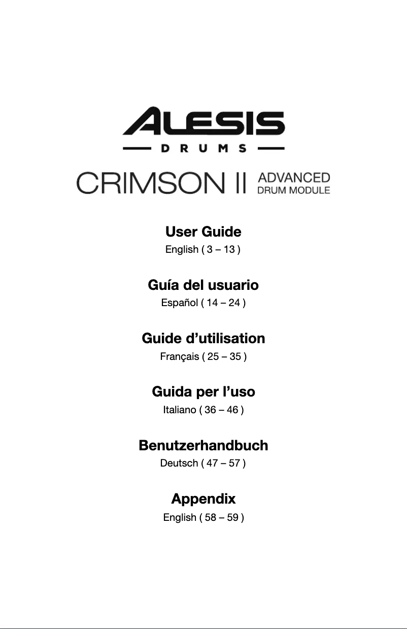 Page n°1 - Manuel utilisateur Alesis Crimson II SE Mesh Kit