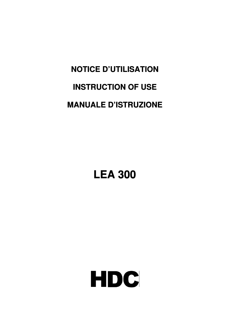 Page 1 de la notice Manuel utilisateur HDC LEA300