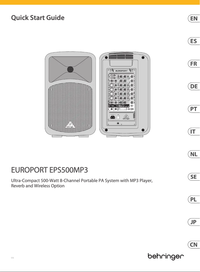 Page n°1 - Guide de démarrage rapide Behringer Europort EPS500MP3