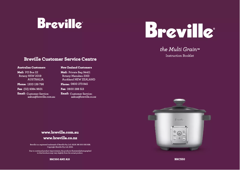 Page n°1 - Manuel utilisateur Breville the Multi Grain BRC550