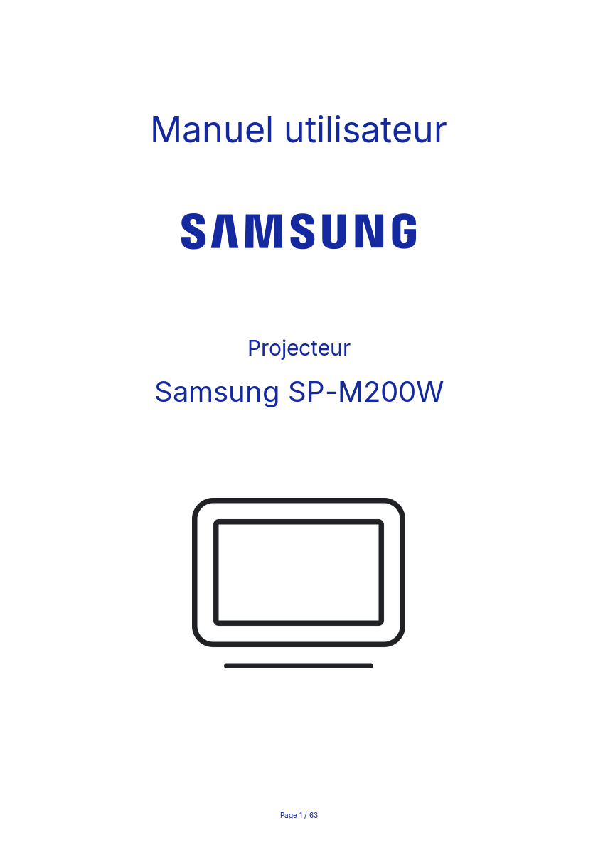 Page n°1 - Manuel utilisateur Samsung SP-M200W