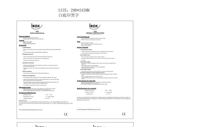 Page n°1 - Manuel utilisateur Irox GO2