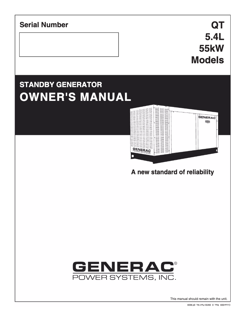 Page n°1 - Manuel utilisateur Generac QT05554GVSN