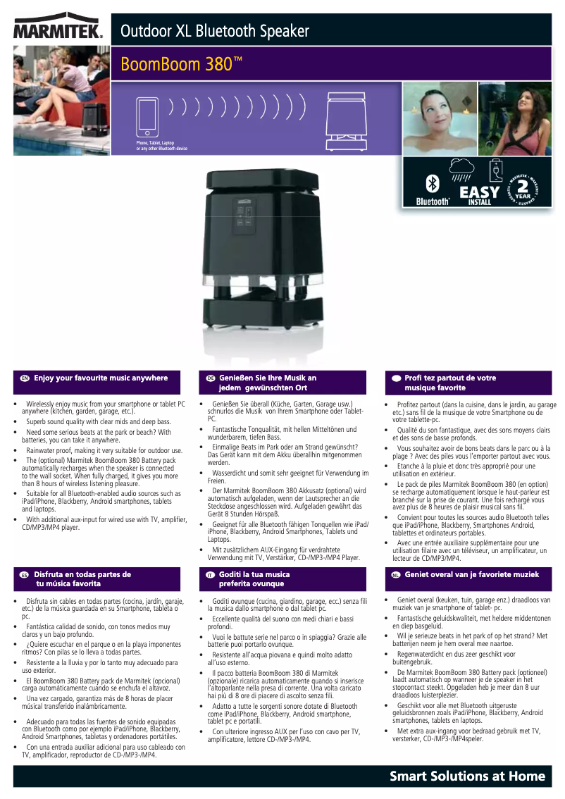 Página 1 del manual Ficha técnica Marmitek BoomBoom 380 XL