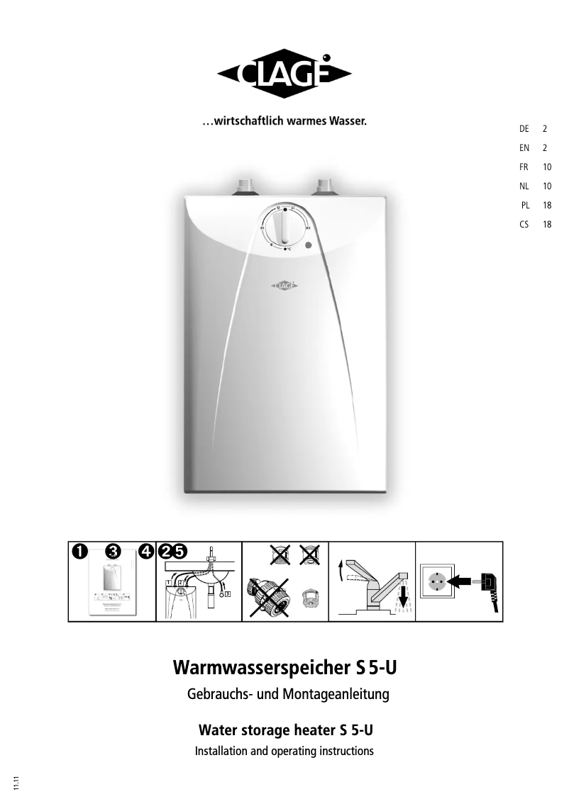 Page 1 de la notice Manuel utilisateur Clage S 5-U
