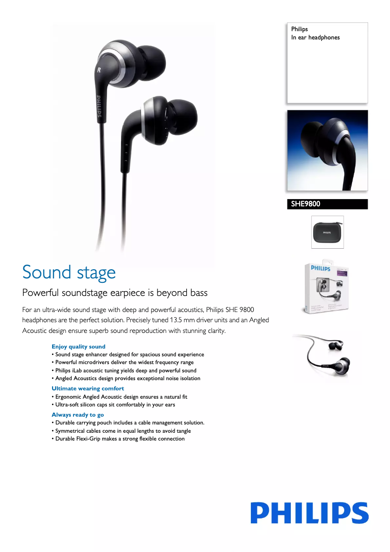 Página 1 del manual Ficha técnica Philips SHE9800