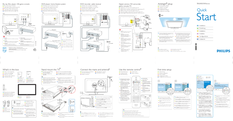 Page 1 de la notice Guide de démarrage rapide Philips 32PFL7803S