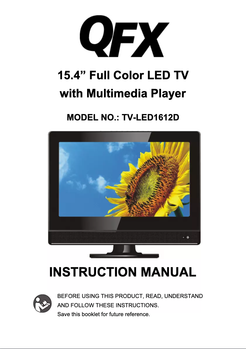 Page 1 de la notice Manuel utilisateur QFX TV-LED1612D