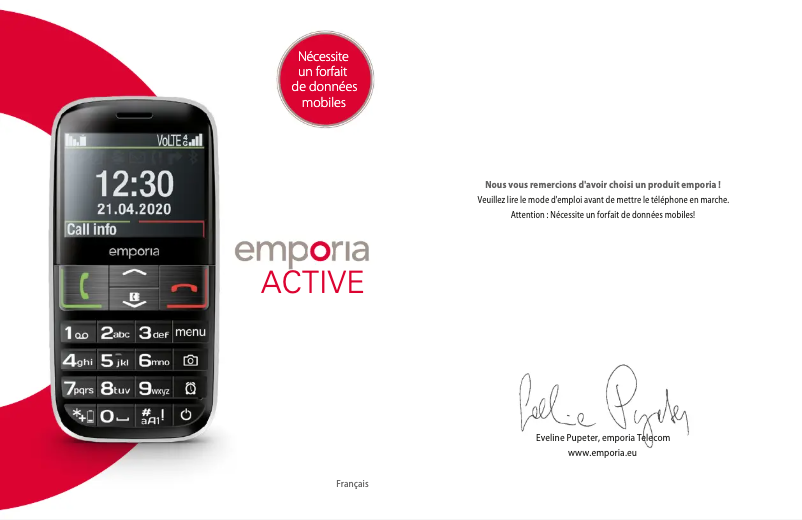 Page 1 de la notice Manuel utilisateur Emporia ACTIVE