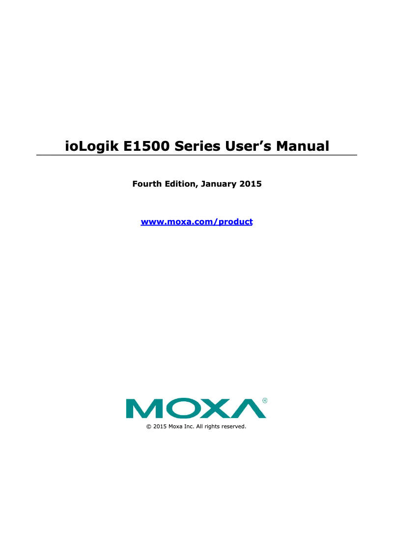Page n°1 - Manuel utilisateur Moxa ioLogik E1512-T