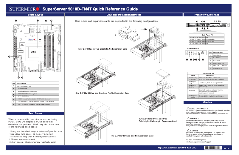 Page 1 de la notice Guide de démarrage rapide Supermicro SuperServer 5018D-FN4T