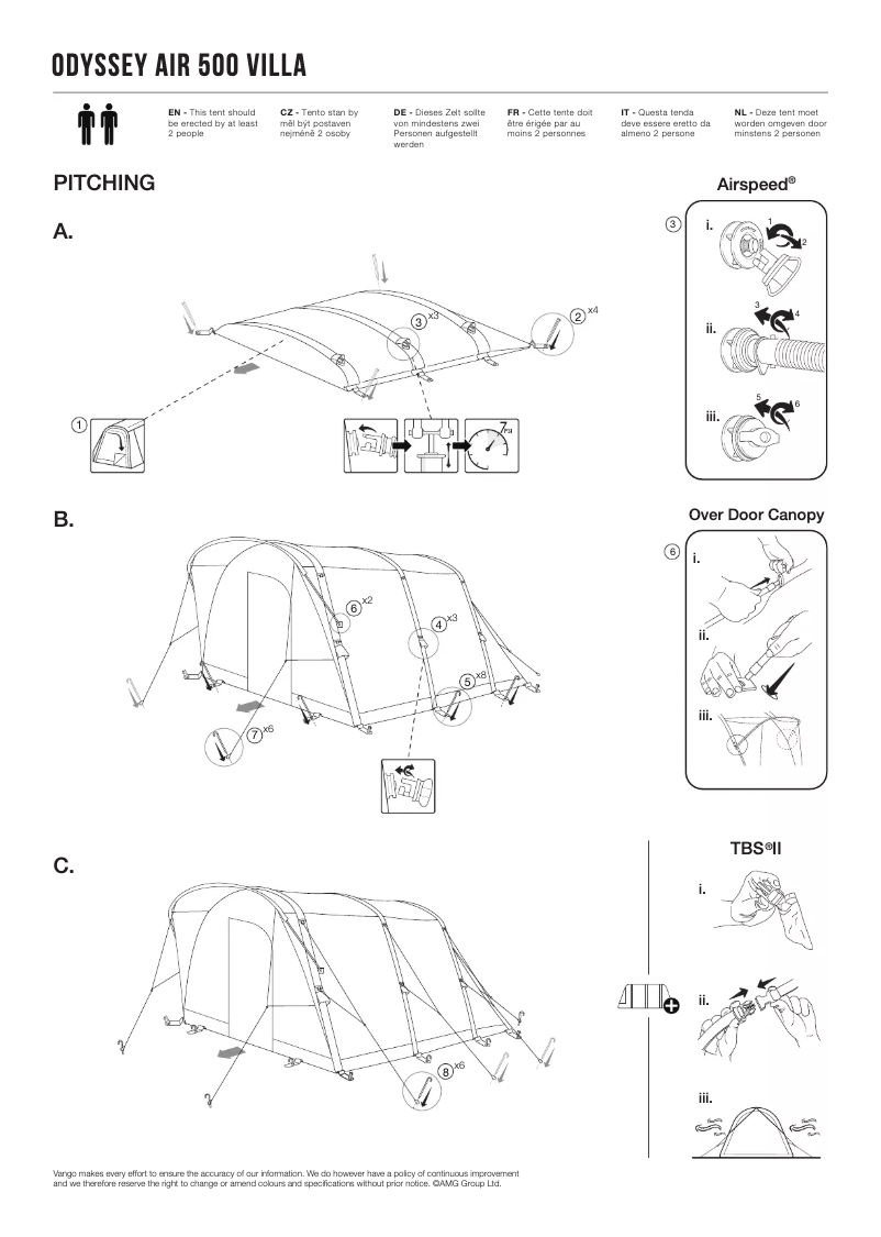 Page n°1 - Manuel utilisateur Vango Odyssey Air 500 Villa