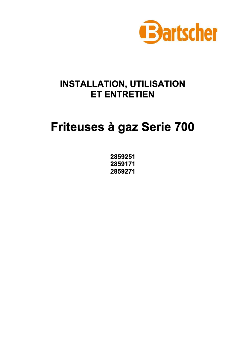 Page 1 de la notice Manuel utilisateur Bartscher 2859251