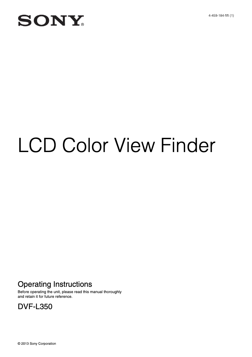 Page n°1 - Manuel utilisateur Sony DVF-L350