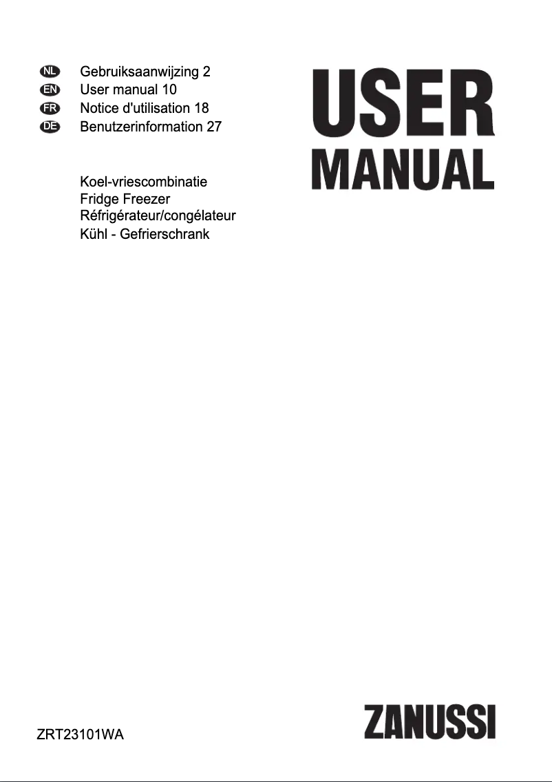 Image de la première page du manuel de l'appareil ZRT23101WA