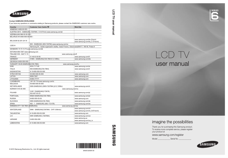 Page n°1 - Manuel utilisateur Samsung LE46C658M2W