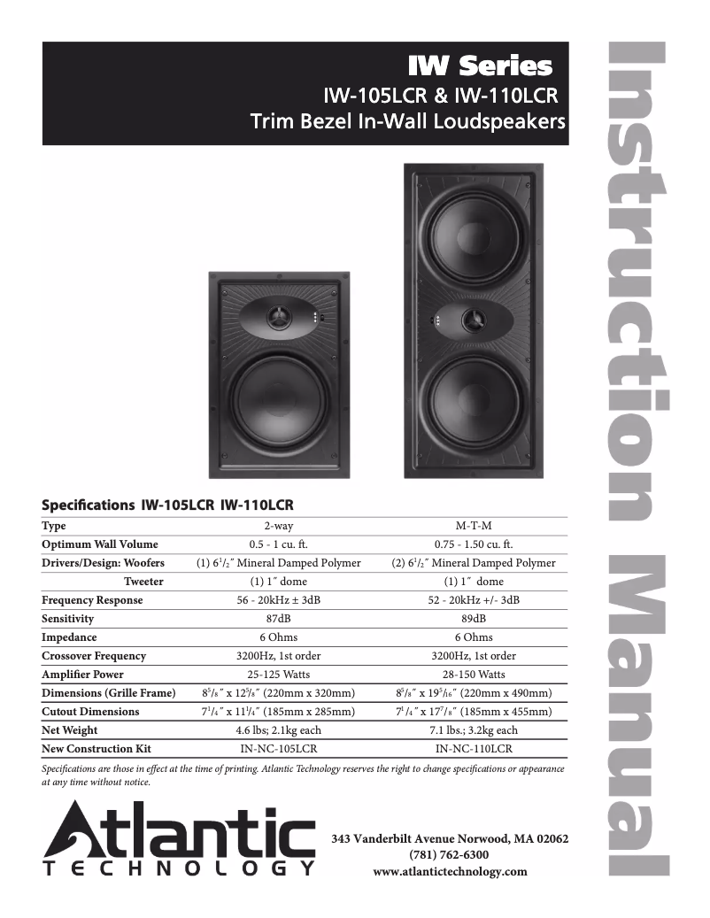 Image de la première page du manuel de l'appareil IW-110LCR