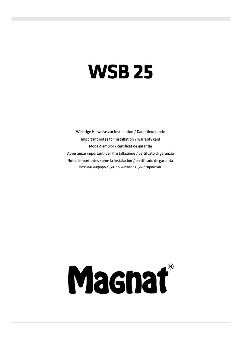 Página 1 del manual Manual de usuario Magnat WSB 25