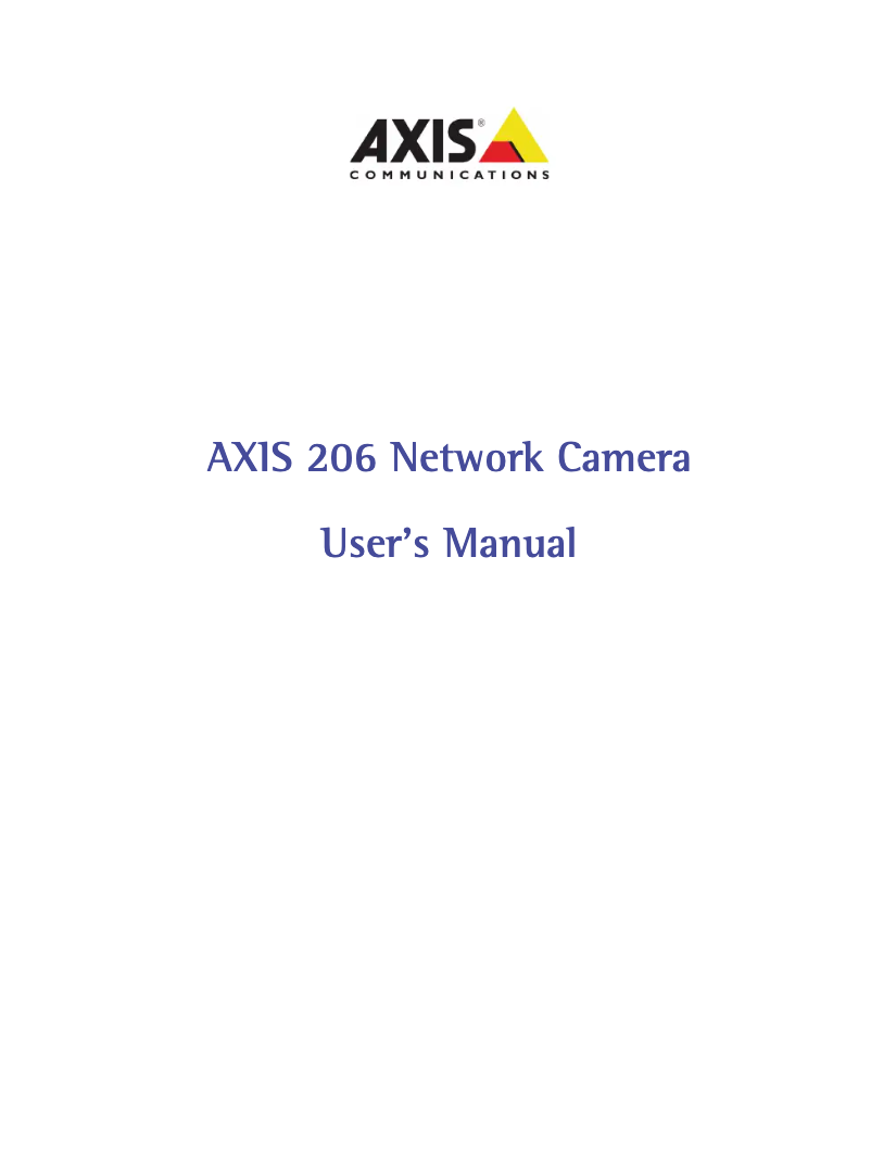 Page 1 de la notice Manuel utilisateur Axis 206
