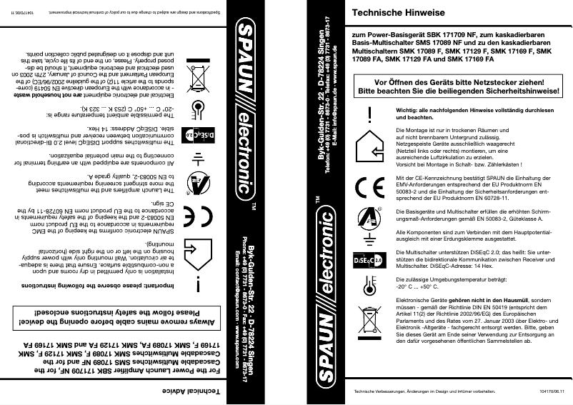 Image de la première page du manuel de l'appareil SBK 171709 NF