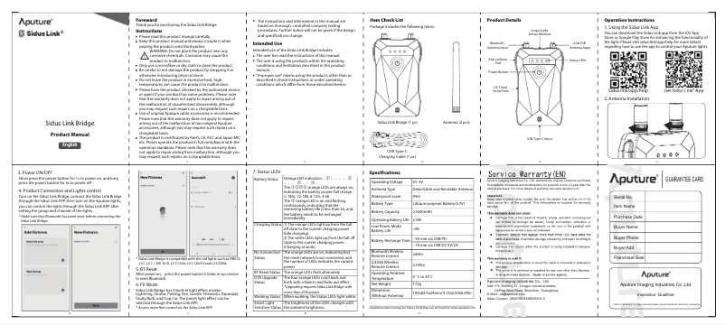 Page n°1 - Manuel utilisateur Aputure Sidus Link