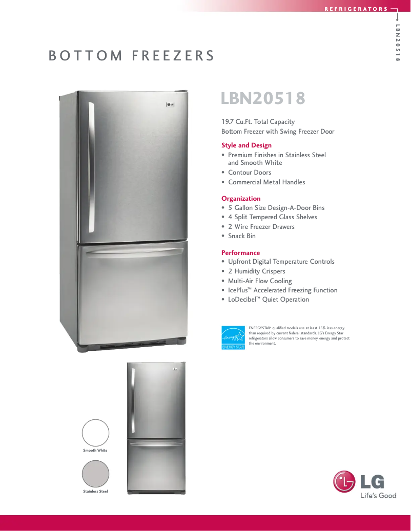 Page n°1 - Fiche technique LG LBN20518ST