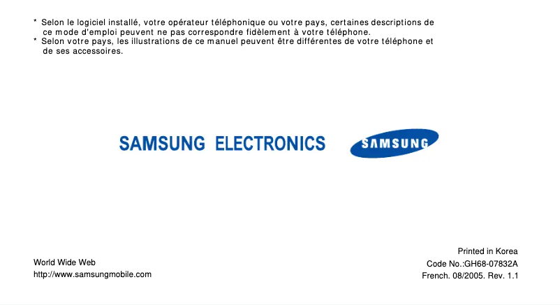 Image de la première page du manuel de l'appareil SGH-E330N