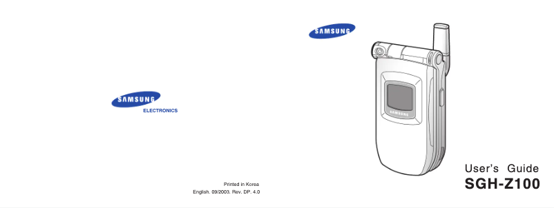 Page 1 de la notice Manuel utilisateur Samsung SGH-Z100