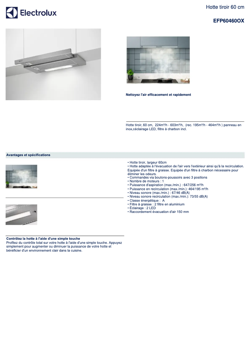 Image de la première page du manuel de l'appareil EFP60460OX