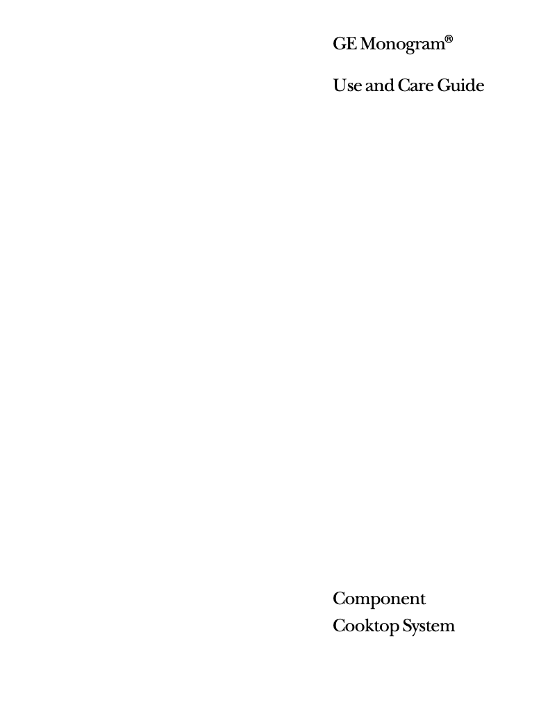 Page n°1 - Manuel d'utilisation et d'entretien GE ZEW166YSS