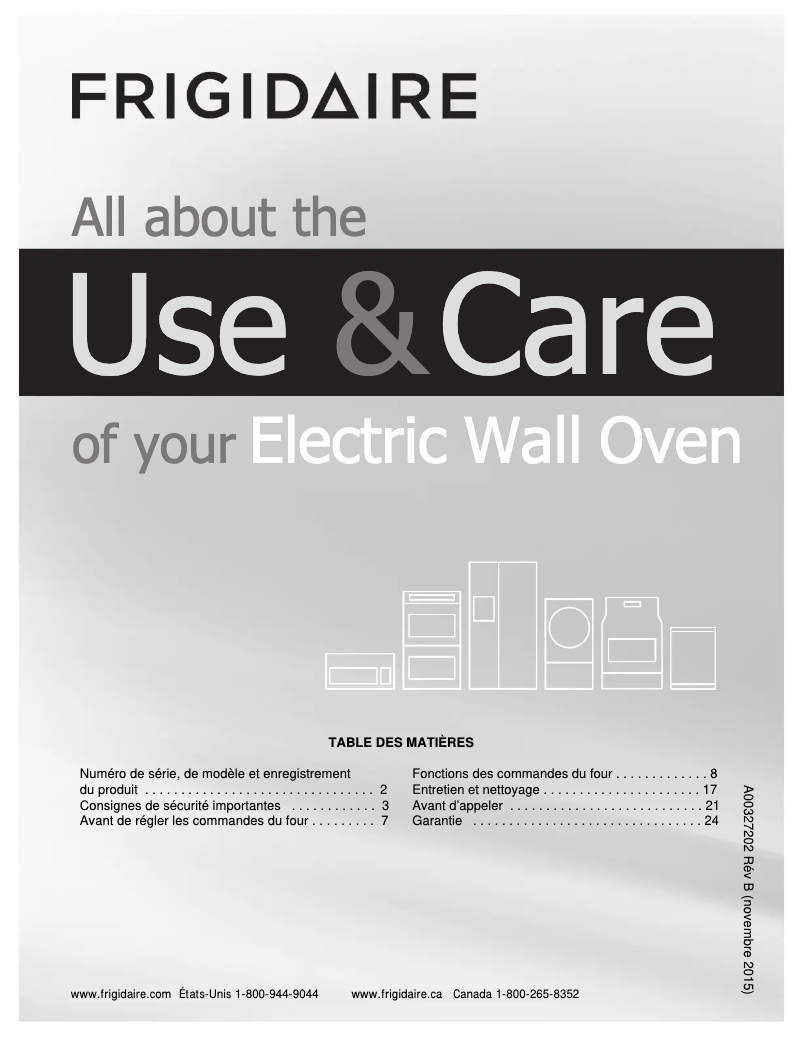 Page 1 de la notice Manuel utilisateur Frigidaire FFEW2425QW