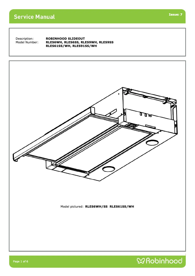 Page n°1 - Fiche technique Robinhood RLES91SS/WH