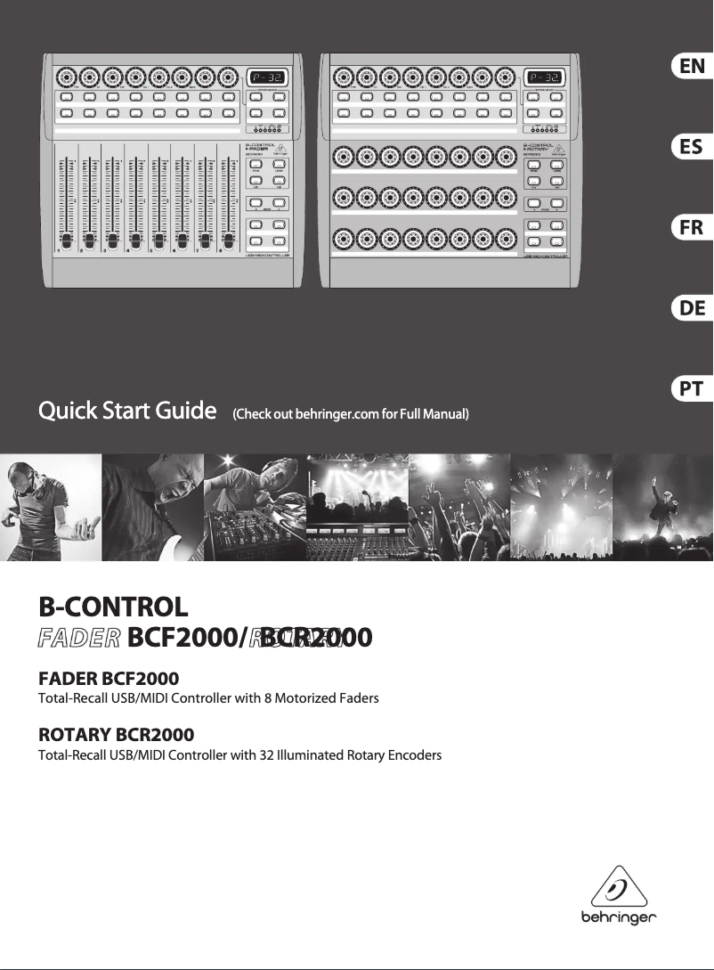Page 1 of the manual Quick Start Guide Behringer B-Control Fader BCF2000