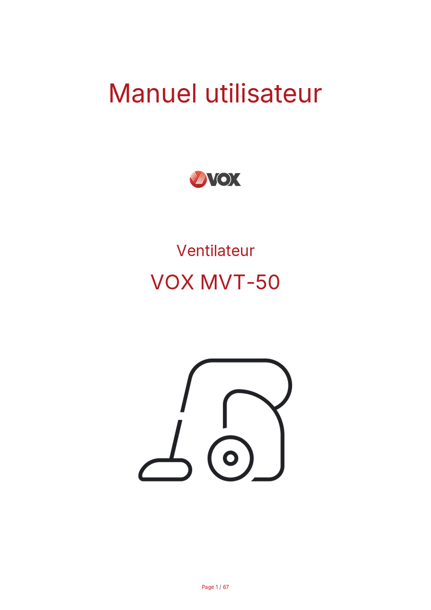 Page n°1 - Manuel utilisateur VOX MVT-50