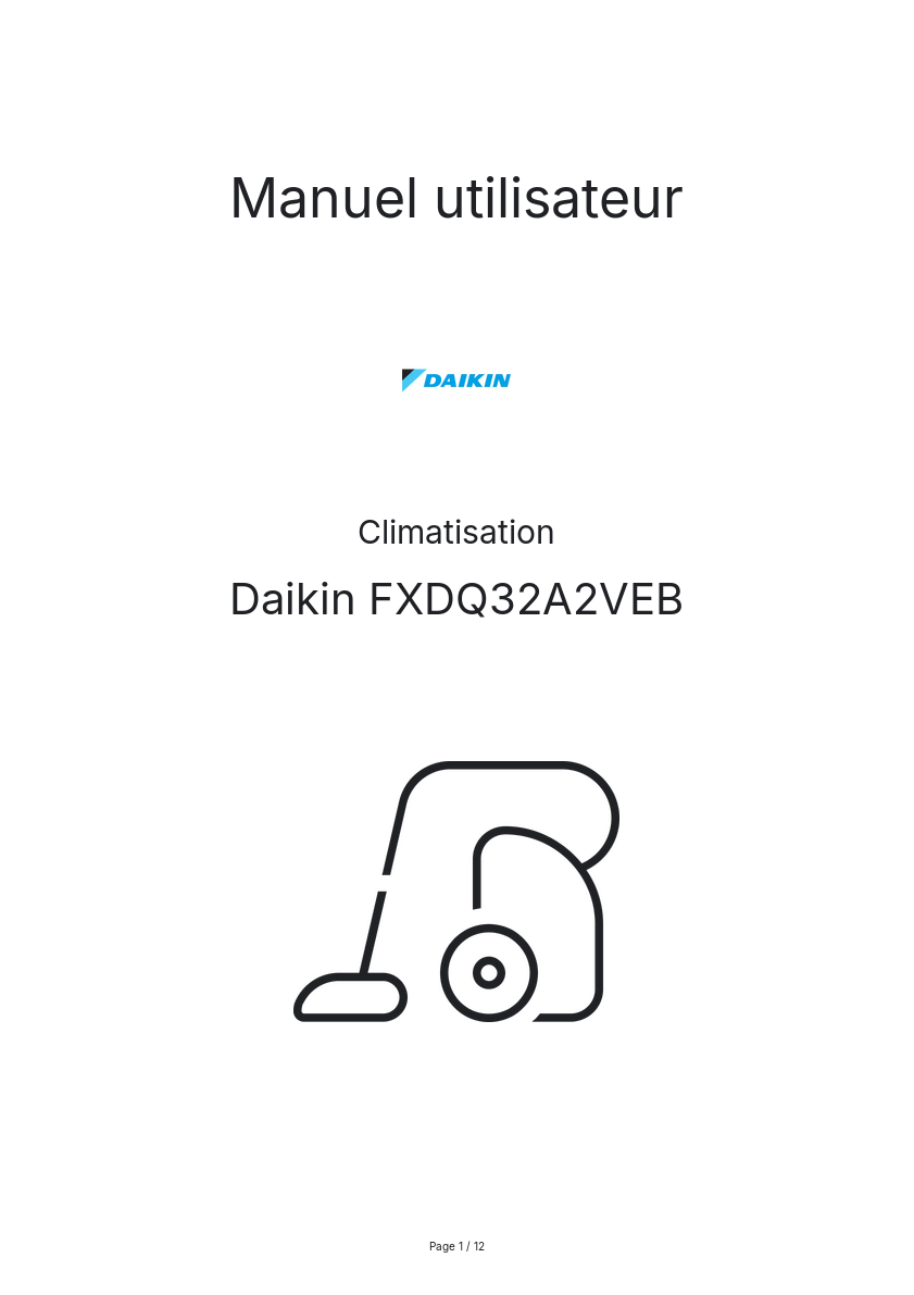 Page n°1 - Manuel utilisateur Daikin FXDQ32A2VEB